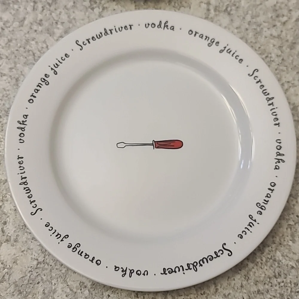 Pottery Barn Cocktail Recipe Plate Set of 4